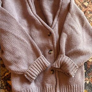 Cozy V-Neck Button Cardigan Sweater - Dusty Mauve/lavender